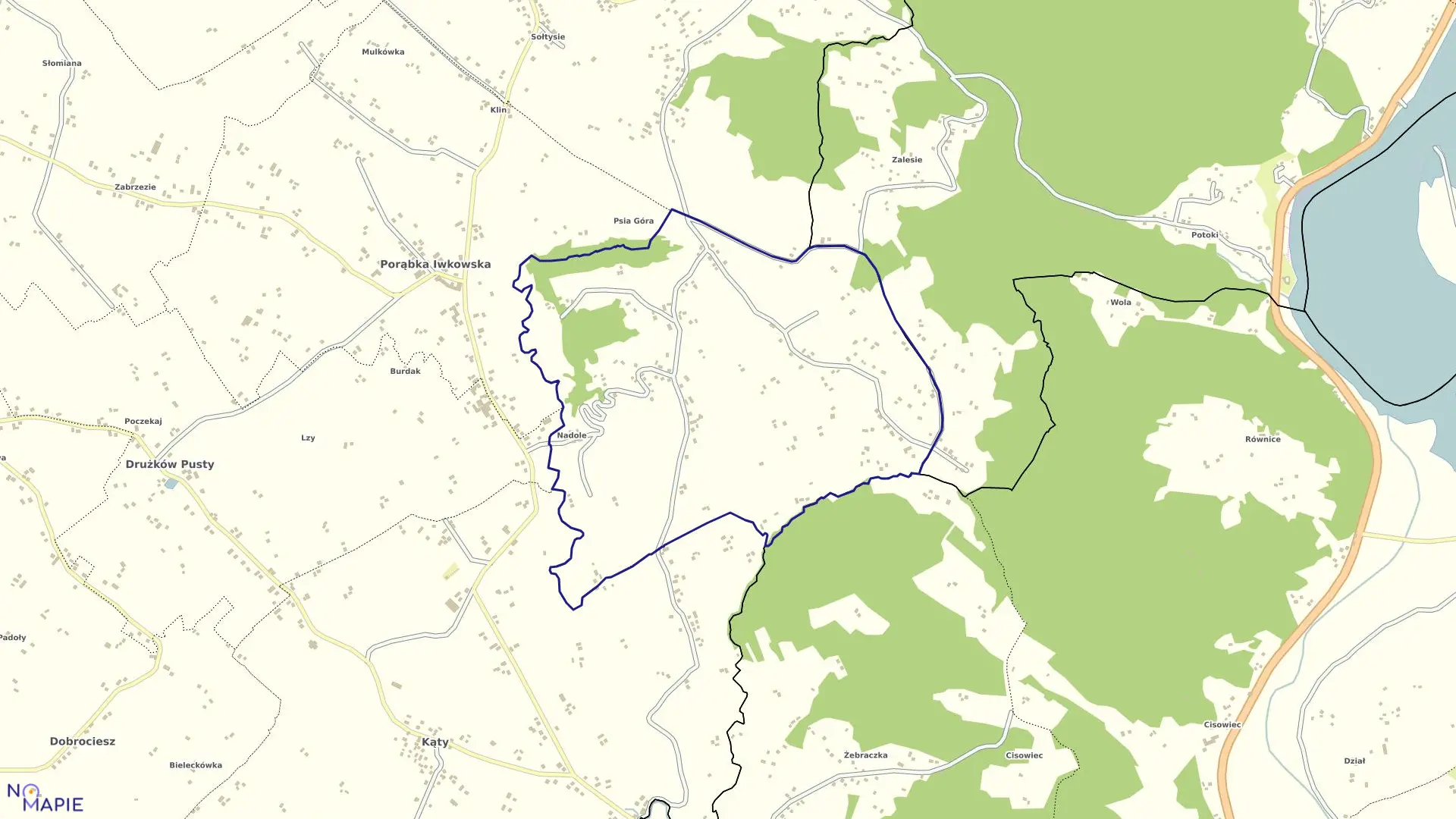 Mapa obrębu Połom Mały w gminie Iwkowa